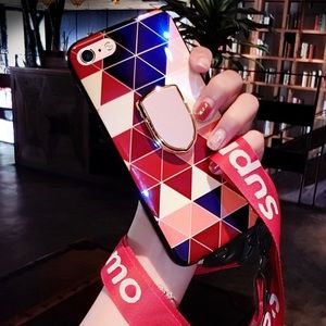 iPhone 10 XS X Metallic Geometric Phone Case Pink